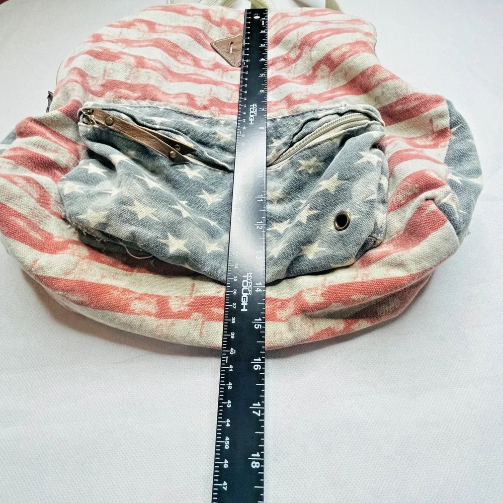 Madden Girl Backpack Stars Stripes Americana Denim Canvas Flag Design Rucksack